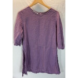 Bryn Walker‎ Purple Women's Linen Tunic Top Size XS artsy lagenlook